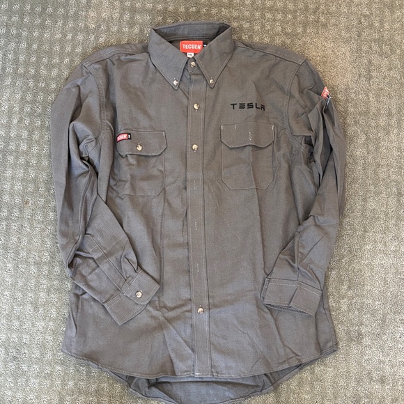 Tesla Charcoal Casual Button Down Shirt - Picture 1 of 1